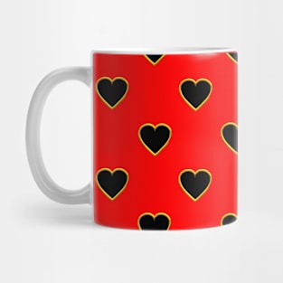 Black Hearts of Red Background Mug